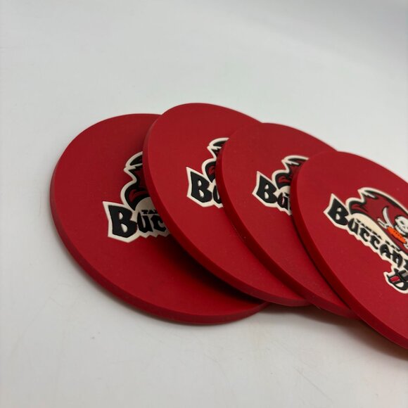 NFL Tampa Bay Buccaneers Football Flag Logo Set of Four Plastic Cup Coasters - Picture 2 of 11
